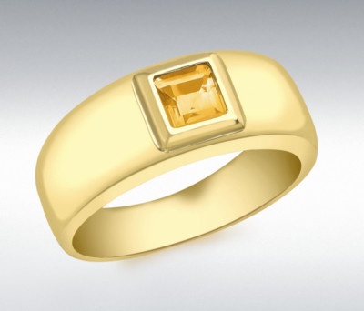 9ct Gelbgold Quadratischer Citrin Ring