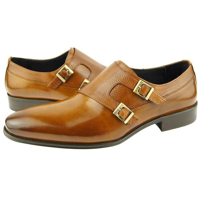 Carracci Double Monkstraps Cognac Leather Mens Dress Shoes  display picture 2