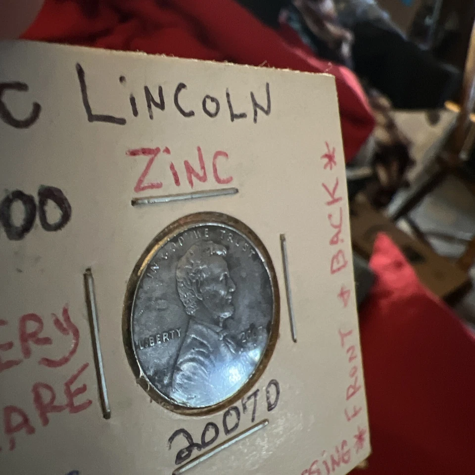 2007 D Zinc Lincoln Penny No Copper Close AM Mint Error Unplated Planchet Struck - Image 3 of 4