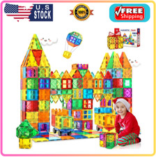Magnetic Tiles, 100PCS Building Blocks for Kids, STEM Sensory Toys with Cars