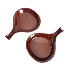 Set of 2 Vintage Hall USA Brown Baking Skillet Frying Pan Serving Dish Tray 1675