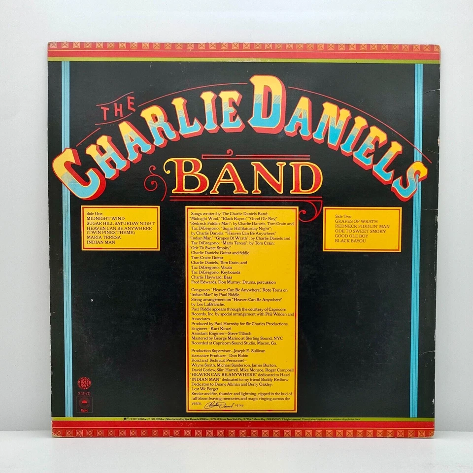 THE CHARLIE DANIELS BAND - MIDNIGHT WIND - ALBUM VINYLE 33T (1977) - Photo 2/4