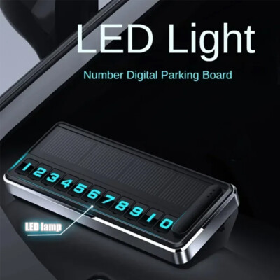 1pc Solar Car Phone Number Plate Led Lighting Temporary Parking Card Accessories