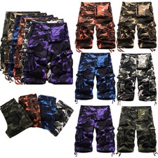 Men's Army Camouflage Casual Pockets Short Pants Camo Military Shorts Plus Size  