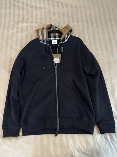 Burberry Check Hood Cotton Zip Hoodie Size S