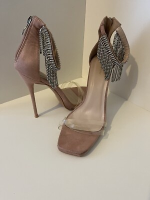 Pretty Little Thing Women's Diamante Strappy High Heel Shoes