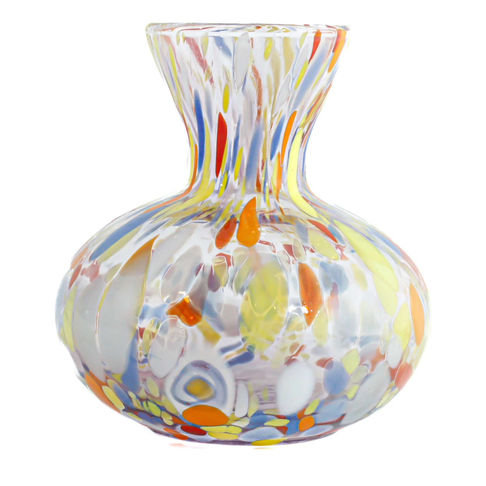 Murano glass vase or candle holder multicolor purple handmade millefiori 10cm