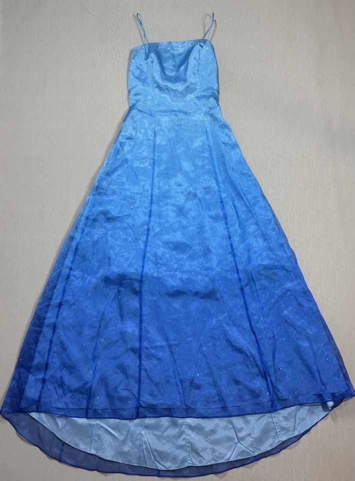 Vestido De Colección Y2K Saltar Ropa Azul Ombre Hada Princesa Hoco Baile de graduación Brillante Floral S Foto 2 de 4