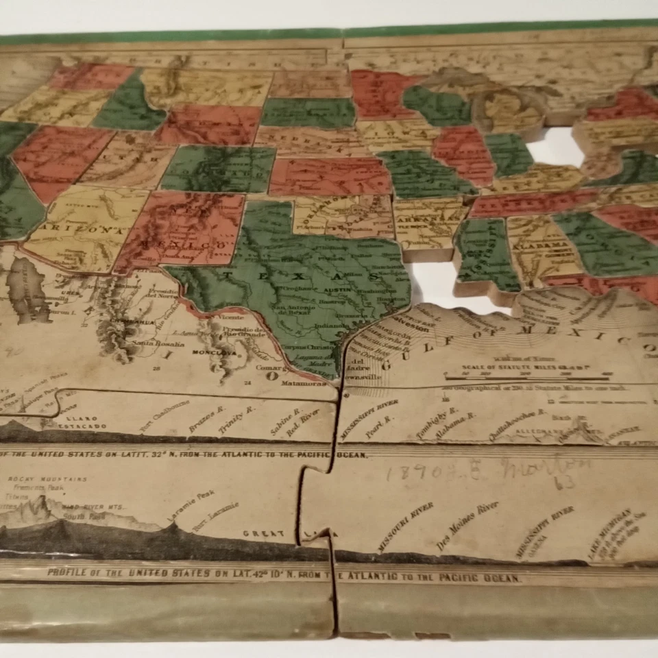 Gilded Age Silent Teacher Dissected Map Of United States Colton Made In USA 1883 - Image 3 of 4