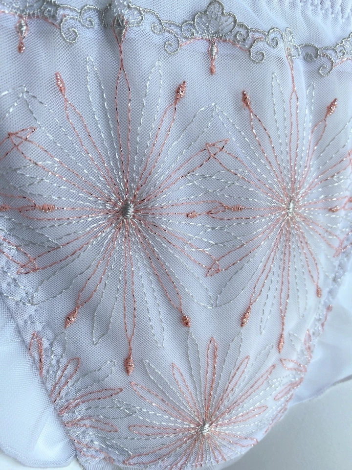 Set Of 5! US-S, M/JP-LL Japanese Embroidery Tricot Nylon Mesh Cotton Panties - Image 3 of 4