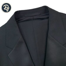 Bespoke 40 XL Marty's Athletic Fit Solid Black Wool Notch Satin Lapel Tuxedo