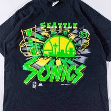 Vintage 90s Seattle Sonics Shirt Large Magic Johnson Ts NBA Big Print Rare
