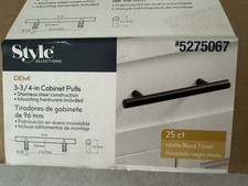 Style Selections Matte Black Cabinet Drawer Pulls 3-3/4" 25-Pack