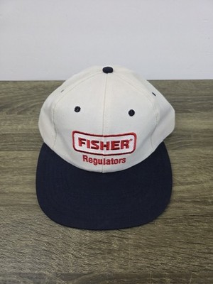Vintage Fisher Regulators Hat Cap Men's White Blue Leather Strap USA Made