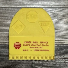 Vintage Shell Oil Advertising Ice Scraper L'Anse Michigan Service Station 1960's