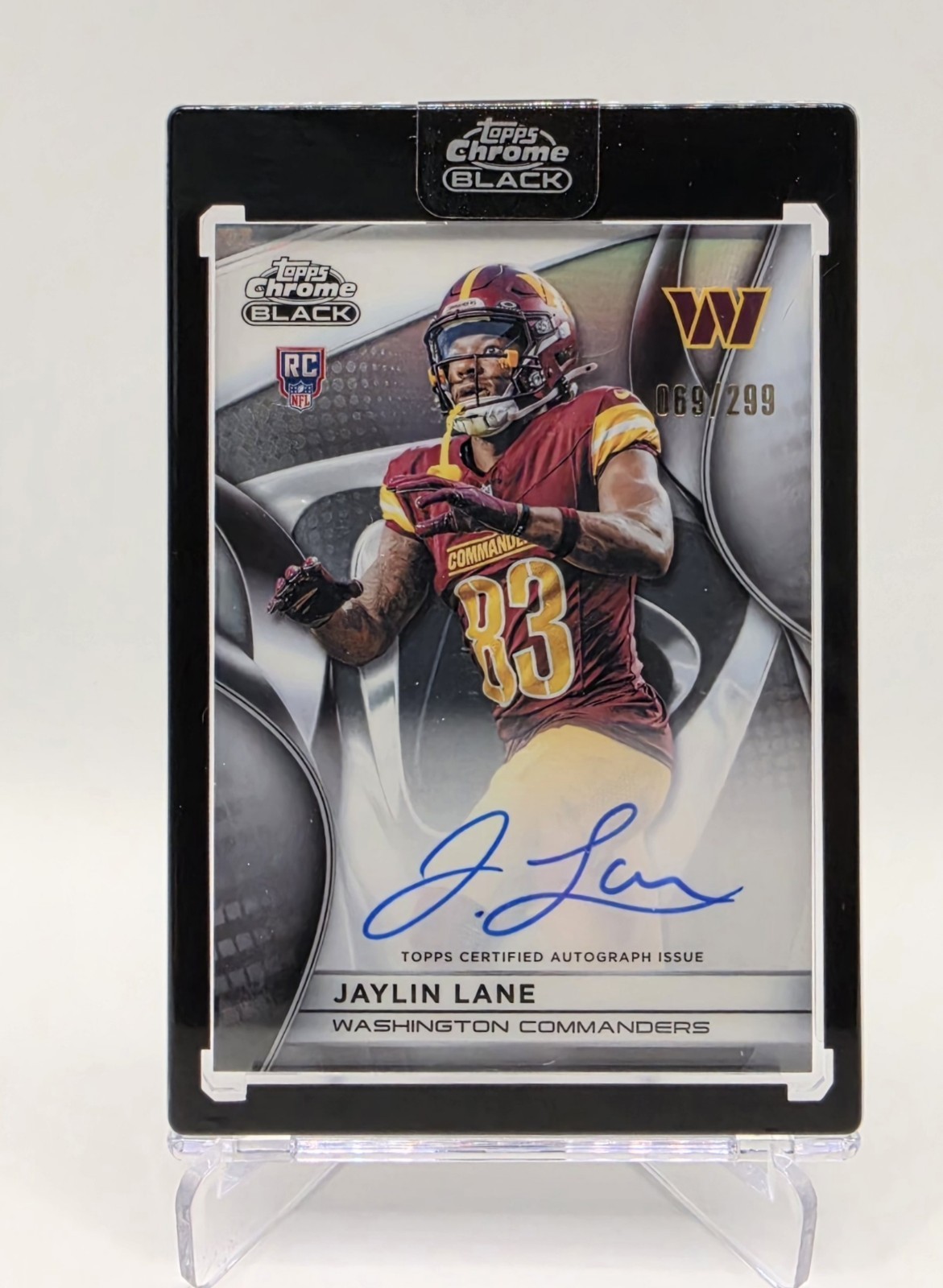 Jaylin Lane 2025 Topps Chrome Black Refractor Auto /299 Washington Rookie