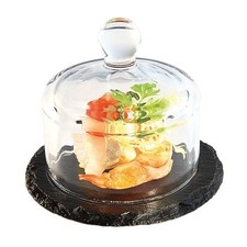 Natural Slate with Glass Cover 10.5cm for Tableware Food Display Serving 1Pcs