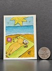 ACEO Original Art 2.5X3.5 Trading Card Actually Cats Orange Tabby Cat At Beach — photo 4