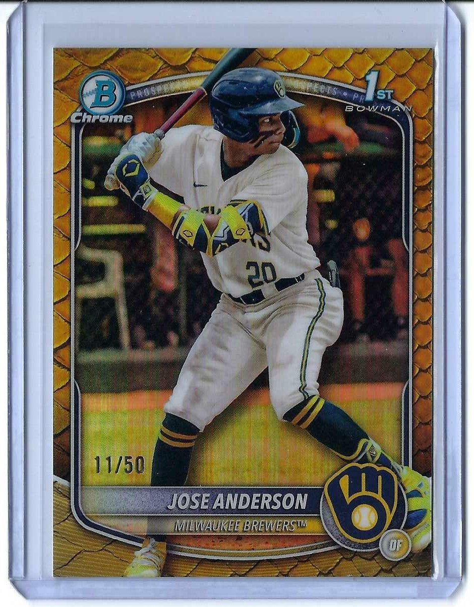 2025 BOWMAN CHROME JOSE ANDERSON 1ST GOLD GEOMETRIC R/C #11/50 CARD BCP-193