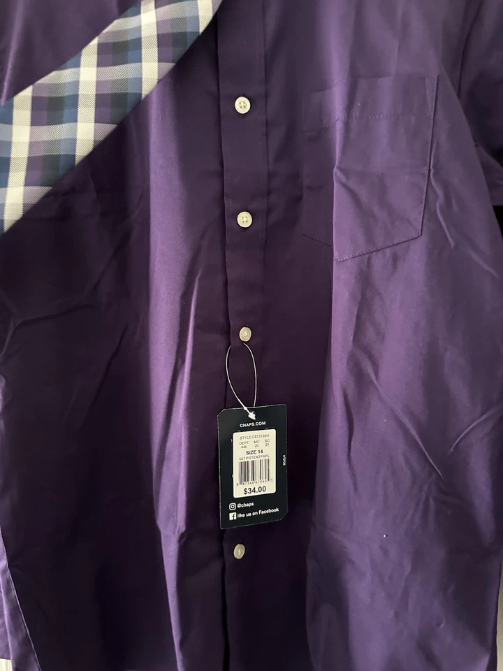 мальчики размер 14 chaps эластичная рубашка с зажимом на галстук фиолетовый - Изображение 4 из 4