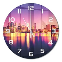 Runde Glasuhr Runde Wanduhr Glas-Wanduhr Manhattan New York WeißE Zeiger Fi60 Cm