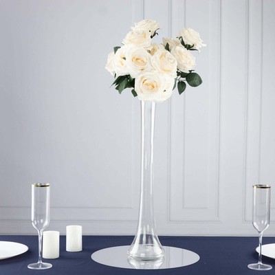 6 CLEAR 20'' Heavy Duty Eiffel Tower Glass Vases with Round Base Centerpieces