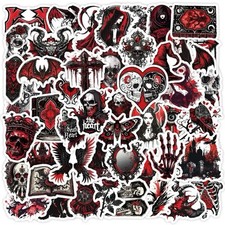 30Pcs Random Gothic Dark Red Medieval Skull Witch Vampire Waterproof Stickers