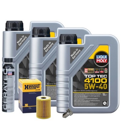 Motoröl 5W40 LIQUI MOLY Top Tec4100 3L+HENGST Ölfilter+Cera Tec+Ölablassschraube