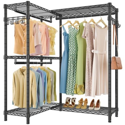 L4 Clothes Rack L Shaped Garment Rack Corner 810lbs Heavy Duty Portable Closet