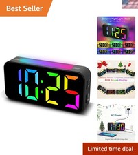 RGB Loud Alarm Clock with Night Light - Ideal for Heavy Sleepers, Large Display