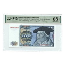 Germany – 100 Deutsche Mark – 1980 – Pick 34c – PMG 68 Superb Gem Uncirculated