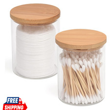 2 Pack Glass Qtip Holder Dispenser for Cotton Ball,Swab,Pads,Floss  Apothecary