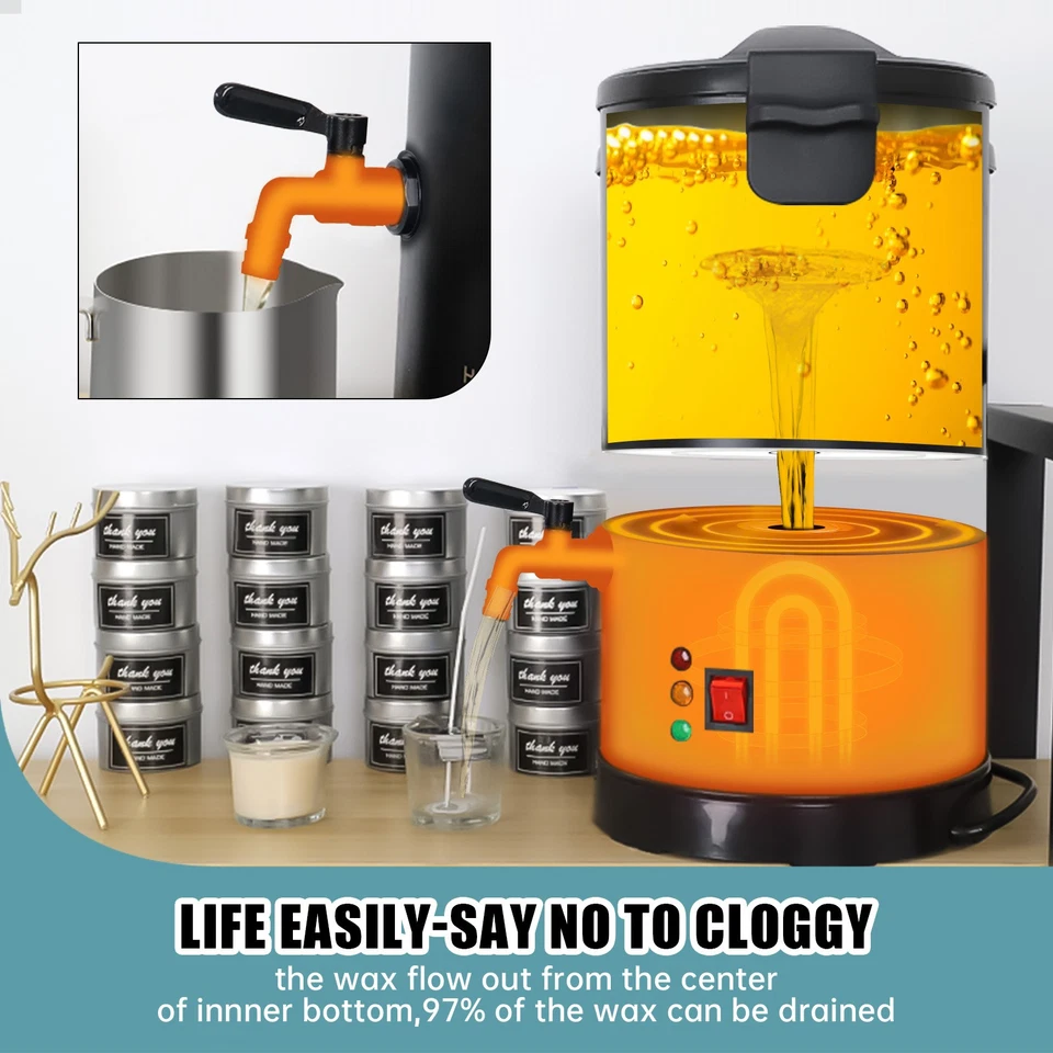 TOAUTO 5L Electric Wax Melting Pot Furnace Wax Melter w/Spout for Candle Making - Image 3 of 4