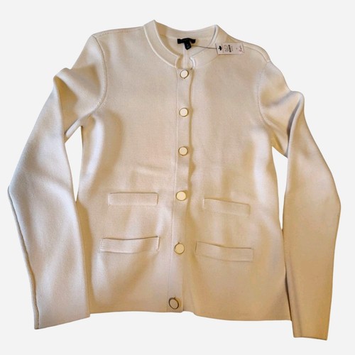 Talbots NWT Cream Long Sleeve Button Up Thick Cardigan Jacket Size P Women's