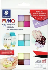 FIMO Soft Polymer Clay Set: Foodie Fun, 12 Half Blocks, Sculpting Tool and Marke