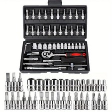 Car Bicycle Repair Tool Kit Set 46/53 pcs Auto Mechanics DIY Enthusiasts