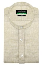 Men's Lightweight Everyday Linen Dress Shirt Grandad Band China Mandarin Collar