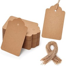 SallyFashion 100pcs Gift Tags with String Attached, 1.7 Medium, Brown