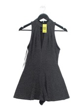 Topshop Women's Playsuit UK 6 Black Geometric Nylon with Elastane Playsuit