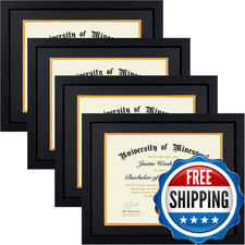 Minesaxel 11x14 Diploma Frame with 8.5 x 11 Black Mat Fits Certificate Document,