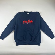 VTG Buffalo New York Plaid Logo 2XL Sweatshirt Navy Blue Pullover Crewneck