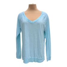 Victoria Secret PINK Long Sleeve Shirt Light Blue Size Medium Casual Basic