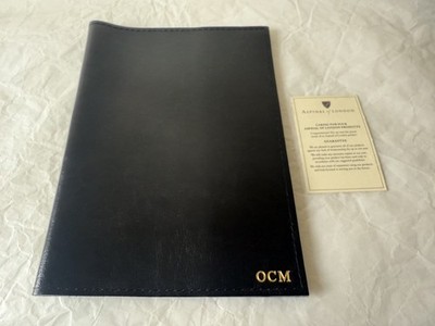Aspinal A5 Leder Journal Cover Glattleder schwarz NEU geprägte Initialen OCM