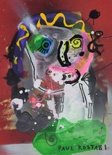 Paul Kostabi, Stepping out of my own way, carta 34x26 cm, 2023