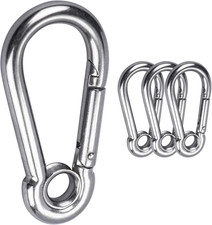 4Pcs 5/16'' Stainless Steel Snap Hook M8 Carabiner Clip with Eyelet, 400Lb Load,