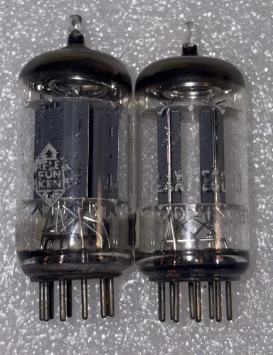 Perfect Match Pair Telefunken 12AX7 ECC83 Rib Plate Vacuum Tubes TV7 Tested NOS