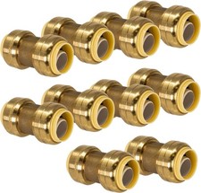 10-Pack 1/2-Inch PushFit Coupling Push-to-Connect Brass Plumbing Fitting for ...
