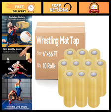 10 Pcs Clear PVC Wrestling Mat Tape 4" x 66' - Gymnastics Floor Mat Adhesive