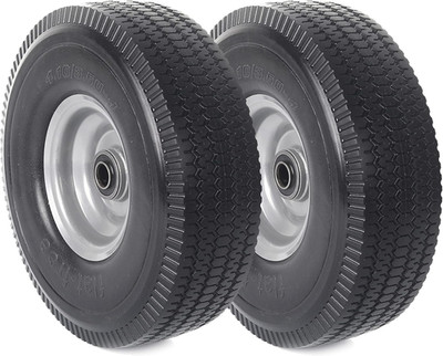 AR-PRO 2-Pack 10'' Solid Wheel Replacement Flat Free Tire 5/8 3/4 1/2 Bearings