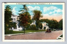 Hempstead L.I. NY-New York, Fulton Avenue Residences, Vintage c1931 Postcard